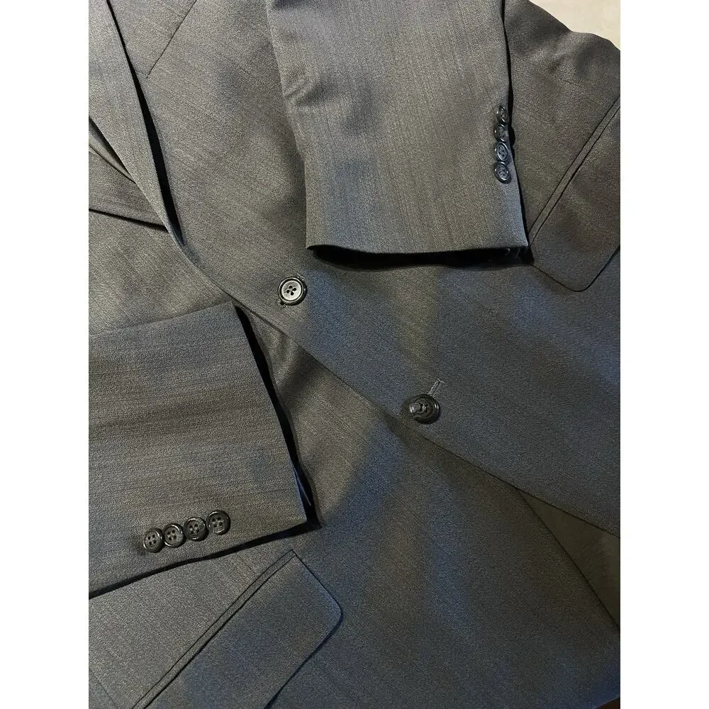 Hart Schaffner Marx 44-46L 38x29 Steel Gray Blue Traditional Suit USA